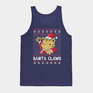 Xmas ugly sweater Cat Santa Claws Tank Top